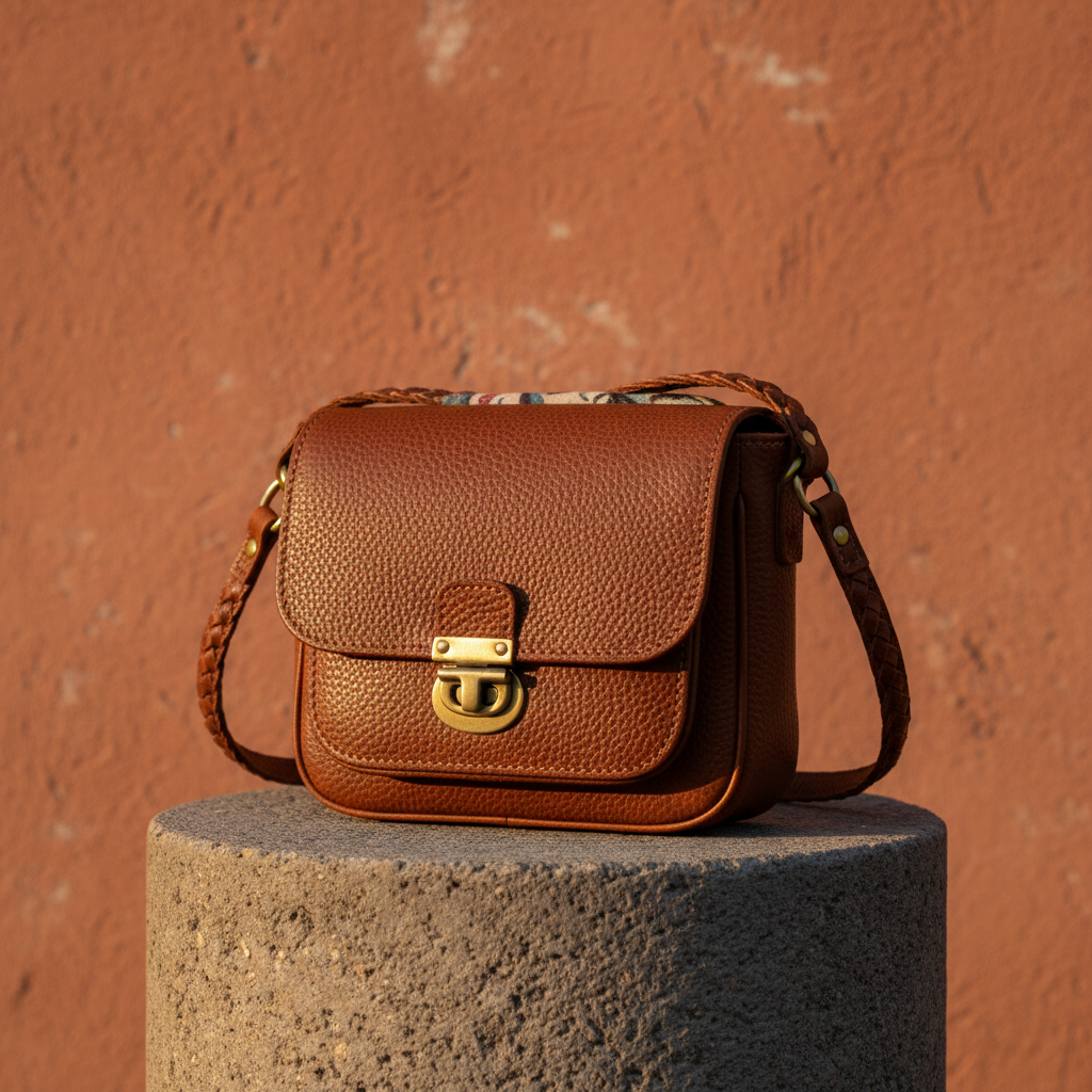 Brown Leather Crossbody Bag - Terracotta