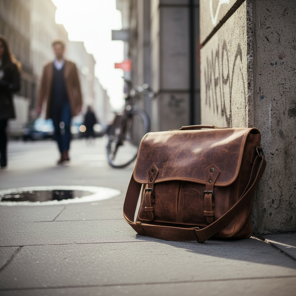 Distressed Leather Messenger Bag 1:1
